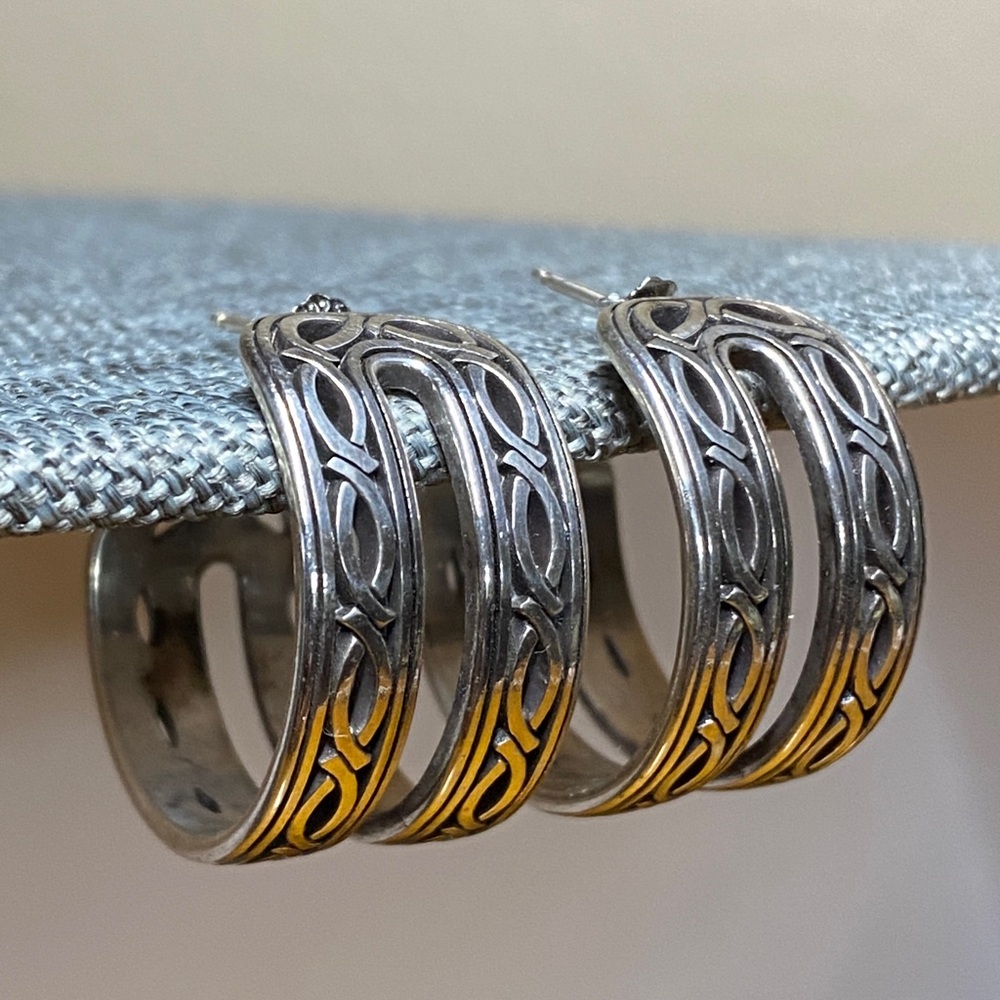 Vintage Sterling Silver Celtic Hoop Earrings